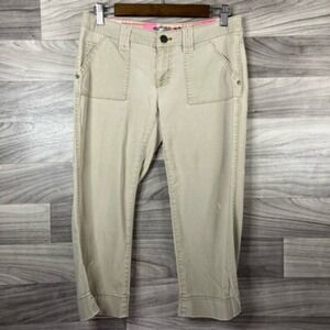 American Eagle Outfitters Womens Cropped Jeans Beige Stretch Low‎ Rise 4